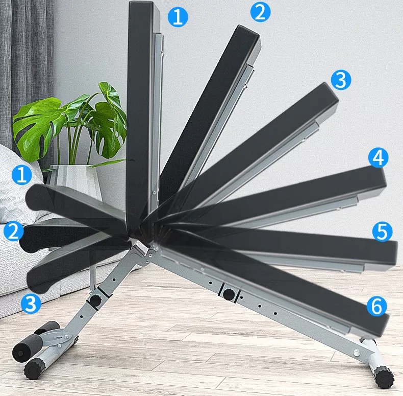 Various angle adjustment
Change your training posture at any time.
3-speed seat adjustment.
6-speed adjustment on the back panel.